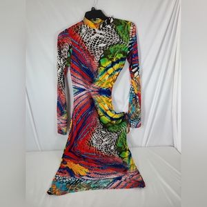 Fashion Nova Colorful Slitsation Midi Dress Size XL